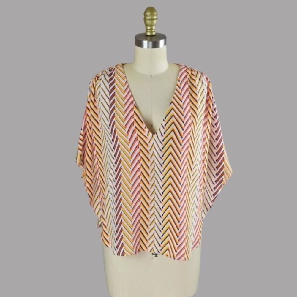 Marie Oliver Silk Chevron Striped Top Size XS